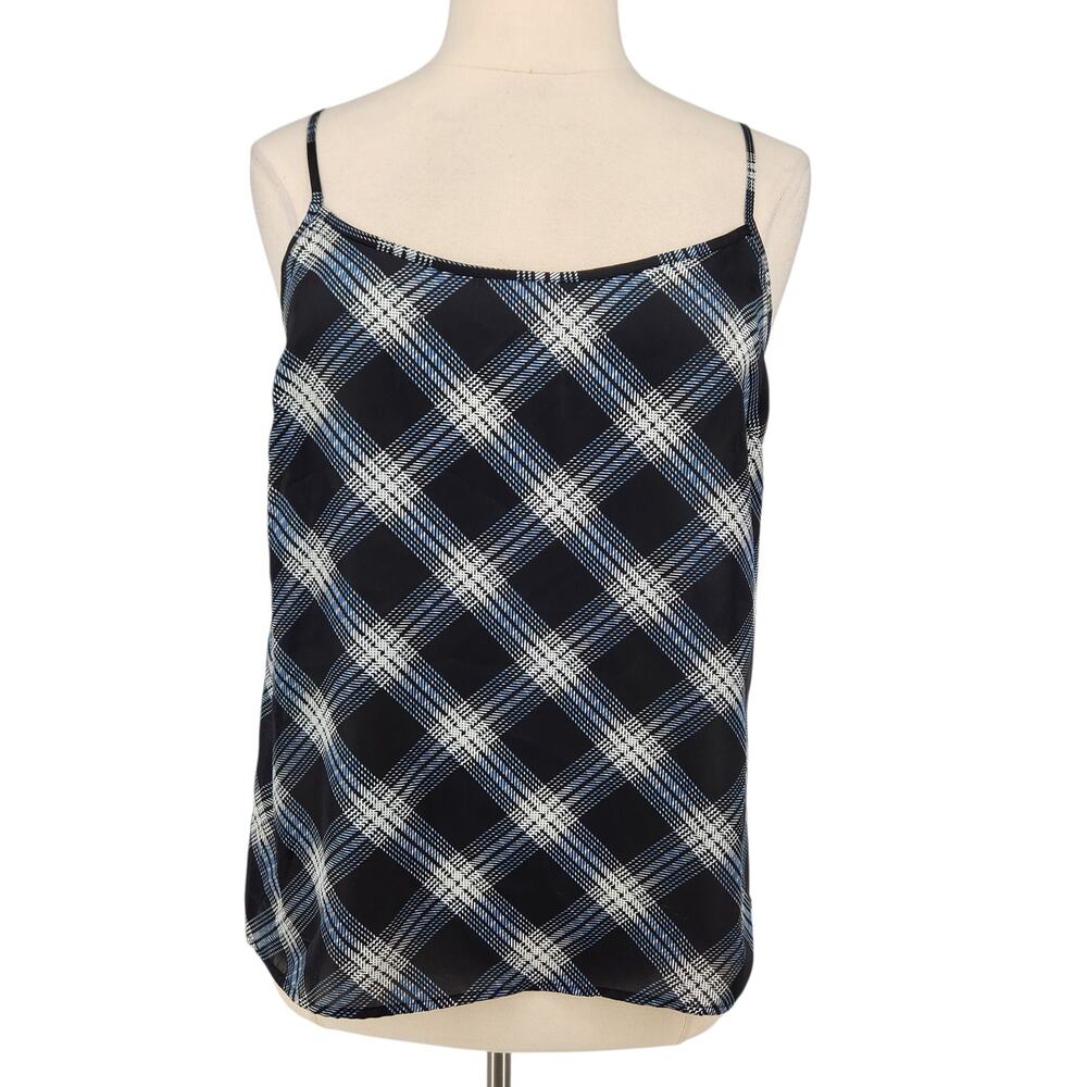 The Limited Sleeveless Top – Navy Plaid Spaghetti Strap Camisole Blouse